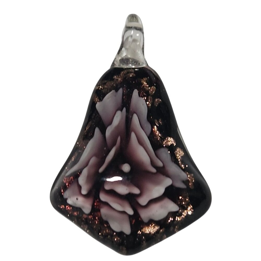 Handcrafted Glass Pendant Pink Rose Design Gold Accents DIY Fashion Jewelry